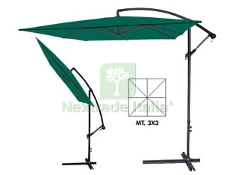 Ombrellone Quadrato Decentrato in Metallo con Manovella - ? mt.3x3 palo ? mm.48 a 6 stecche colore verde — Tempo libero outdoor — rif. FERX.FER428712 Ombrellone Quadrato Decentrato in Metallo con Manovella - ? mt.3x3 palo ? mm.48 a 6 stecche colore verde — Tempo libero outdoor — rif. FERX.FER428712