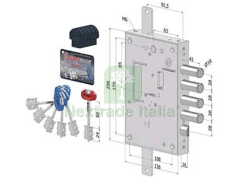 Serratura Triplice Applicare per Porte Blindate D.MAPPA Interno 28 240 - (2401DCR0328S56) — Serrature e cilindri — rif. FERX.FER430159 Serratura Triplice Applicare per Porte Blindate D.MAPPA Interno 28 240 - (2401DCR0328S56) — Serrature e cilindri — rif. FERX.FER430159