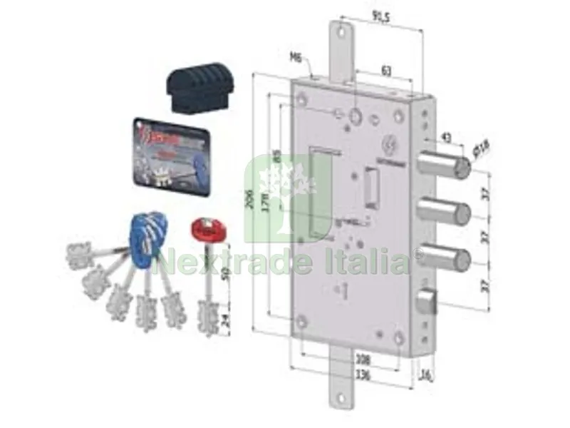 Serratura Triplice Applicare per Porte Blindate a D.MAPPA Interno 37 240 - (2401DCR0337S56) — Serrature e cilindri — rif. FERX.FER430166 Serratura Triplice Applicare per Porte Blindate a D.MAPPA Interno 37 240 - (2401DCR0337S56) — Serrature e cilindri — rif. FERX.FER430166