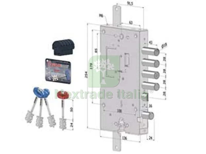 SERRATURA TRIPLICE APPLICARE PORTE BLINDATE D.M.+C.EUR.REV. INTERNO 28 243 - (2431DCR0328S56) — Serrature e cilindri — rif. FERX.FER430173 SERRATURA TRIPLICE APPLICARE PORTE BLINDATE D.M.+C.EUR.REV. INTERNO 28 243 - (2431DCR0328S56) — Serrature e cilindri — rif. FERX.FER430173