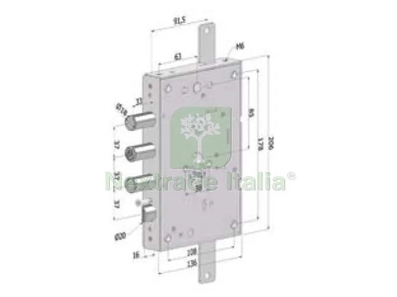 Serratura Triplice per Porte Blindate Cilindro Europeo REVERS.INTERNO 37 265 - (2651SCR0337CXX) — Serrature e cilindri — rif. FERX.FER430203
