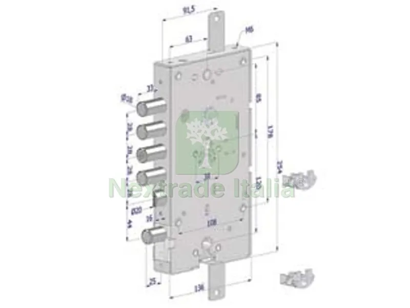 Serratura Triplice per Porte Blindate Cilindro Europeo Reversibile 268 - (2681SCR0328CXX) — Serrature e cilindri — rif. FERX.FER430210