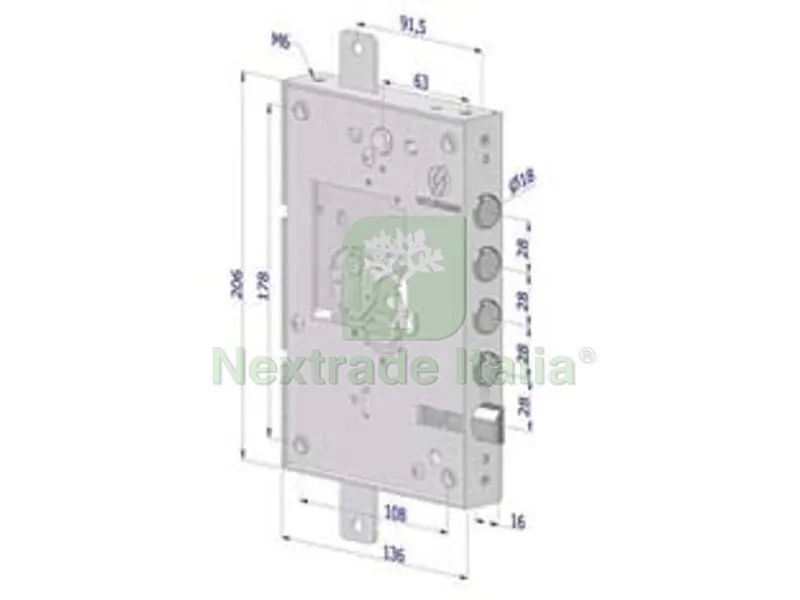 Serratura Triplice Applicare per Porte Blindate Nuda Senza Cuore Interno 28 25 - DX (2501DCR0328) — Serrature e cilindri — rif. FERX.FER430227 Serratura Triplice Applicare per Porte Blindate Nuda Senza Cuore Interno 28 25 - DX (2501DCR0328) — Serrature e cilindri — rif. FERX.FER430227