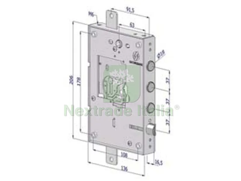 Serratura Triplice Applicare per Porte Blindate Nuda Senza Cuore Interno 37 25 - SX (2501SCR0337) — Serrature e cilindri — rif. FERX.FER430258 Serratura Triplice Applicare per Porte Blindate Nuda Senza Cuore Interno 37 25 - SX (2501SCR0337) — Serrature e cilindri — rif. FERX.FER430258