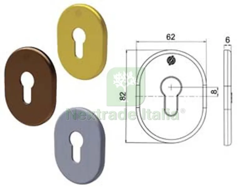 Mostrina Interna/Esterna Cilindro Europeo Serie T - mm.62X82X6 all.anodizzato bronzato (4302KF4) — Serrature e cilindri — rif. FERX.FER430593