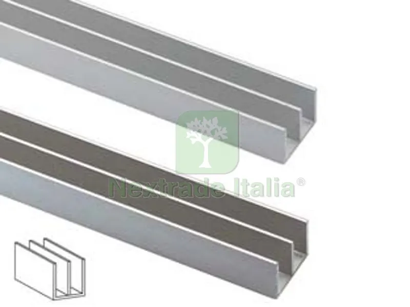 5PZ PROFILO A DOPPIA U IN ALLUMINIO - mm.20x18 mt.1 argento — Isolanti e reti — rif. FERX.FER432405