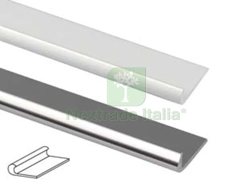 5PZ PROFILO UNGHIETTA IN ALLUMINIO - mm.18 mt.2 argento lucido — Isolanti e reti — rif. FERX.FER432436