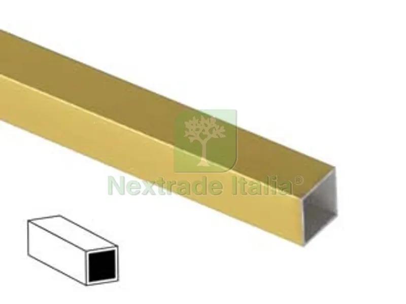 5PZ PROFILO TUBO QUADRO MT.1 ALLUMINIO ORO - mm.10x10 — Tubi e raccordi — rif. FERX.FER432597 5PZ PROFILO TUBO QUADRO MT.1 ALLUMINIO ORO - mm.10x10 — Tubi e raccordi — rif. FERX.FER432597