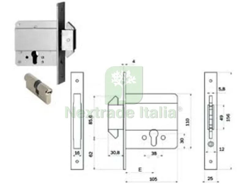 Serratura Infilare Cancelli Solo CAT. Ganci Rientranti Cilindro Europ. 778 - MM.61 (0000007780000) — Serrature e cilindri — rif. FERX.FER433013 Serratura Infilare Cancelli Solo CAT. Ganci Rientranti Cilindro Europ. 778 - MM.61 (0000007780000) — Serrature e cilindri — rif. FERX.FER433013