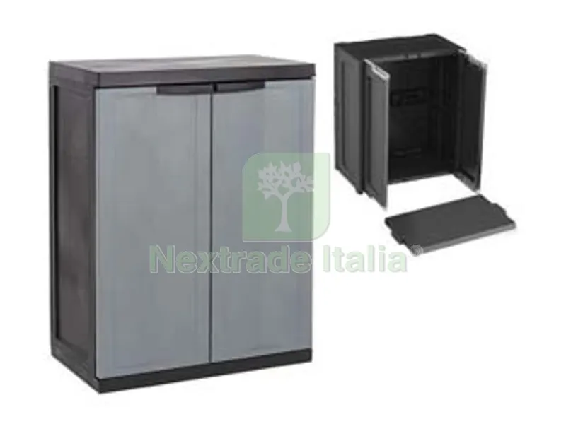 Armadio Basso a 2ANTE+1RIPIANO Nero/Grigio ART.200BK - cm.65x37x85h. — Arredo — rif. FERX.FER433969
