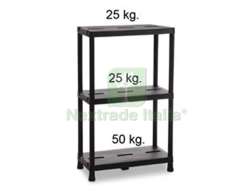 Scaffale Universal Pro 63-3 per Interni con 3 Ripiani Nero ART.127 - cm.60x30x95h. — Casalinghi e organizzazione — rif. FERX.FER433990