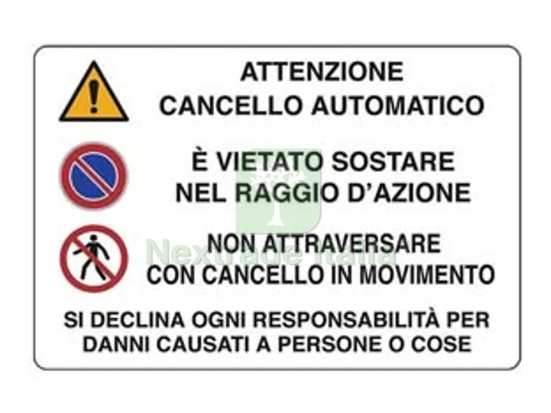 10PZ Cartello "cancello Automatico Vietato Sostare NON Attraversare" - cm.30x20h. — Casalinghi e organizzazione — rif. FERX.FER435260