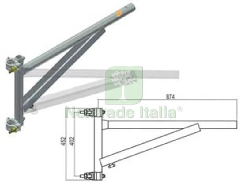 Braccio a Palo per Carrucola di Sicurezza KG.150 - mm.874x452 — Ferramenta per legno e mobili — rif. FERX.FER437684