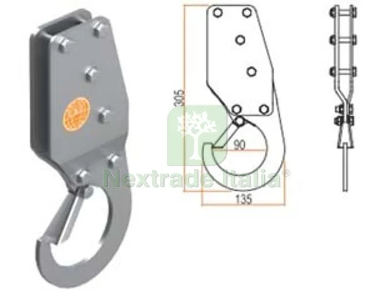 GANCIO PER SOLLEVAMENTO DI SICUREZZA - mm.135x305 — Accessori bagno — rif. FERX.FER437707 GANCIO PER SOLLEVAMENTO DI SICUREZZA - mm.135x305 — Accessori bagno — rif. FERX.FER437707