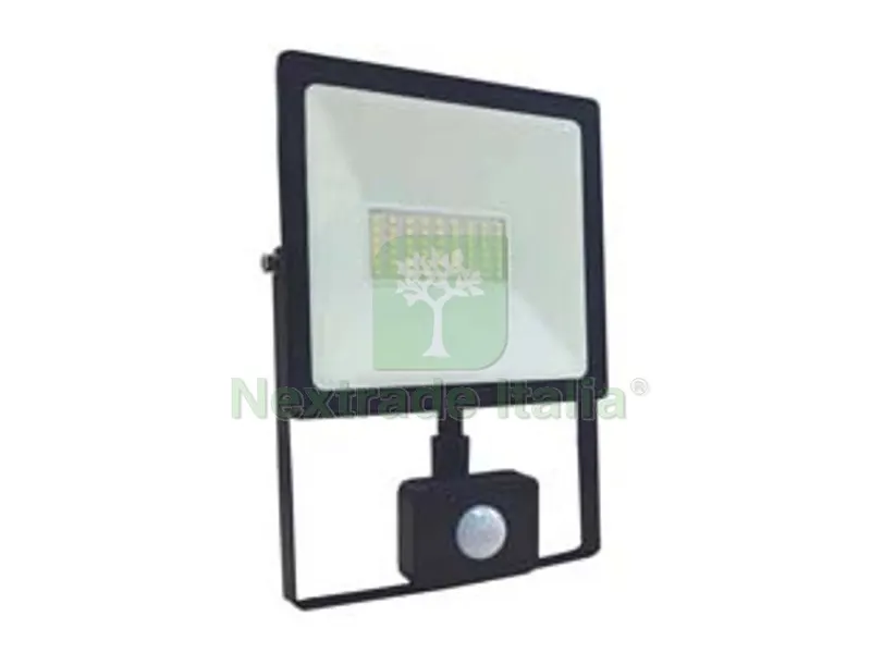 Proiettore LED con Sensore Crepuscolare di Movimento IP44 Nero - 20W PIR - 4000?K Naturale - 800 LM - 118X48X165H — Illuminazione — rif. FERX.FER438681