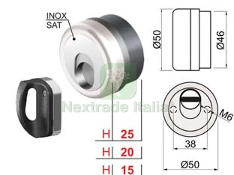 Defender Magnetico Mag Monolito Antiacido MR500 Cromo Satinato - ø mm.50x20h. (MR500-20D1) — Serrature e cilindri — rif. FERX.FER439039
