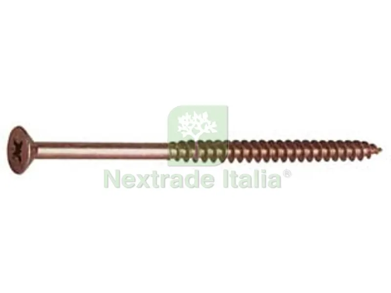 200PZ Vite Truciolare TSP Cava PZ Parzialmente Filettata in Acciaio Bronzato - ? mm.4,5x70 — Pannelli e tavole in legno — rif. FERX.FER441100