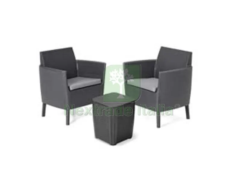 salottino 3 pezzi "salemo balcony" flat wicker graphite 2 posti — Casalinghi e organizzazione — rif. FERX.FER444606 salottino 3 pezzi "salemo balcony" flat wicker graphite 2 posti — Casalinghi e organizzazione — rif. FERX.FER444606