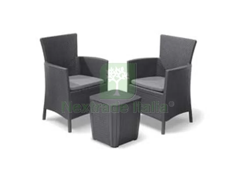 salottino 3 pezzi "iowa balcony" flat wicker graphite 2 posti — Casalinghi e organizzazione — rif. FERX.FER444729