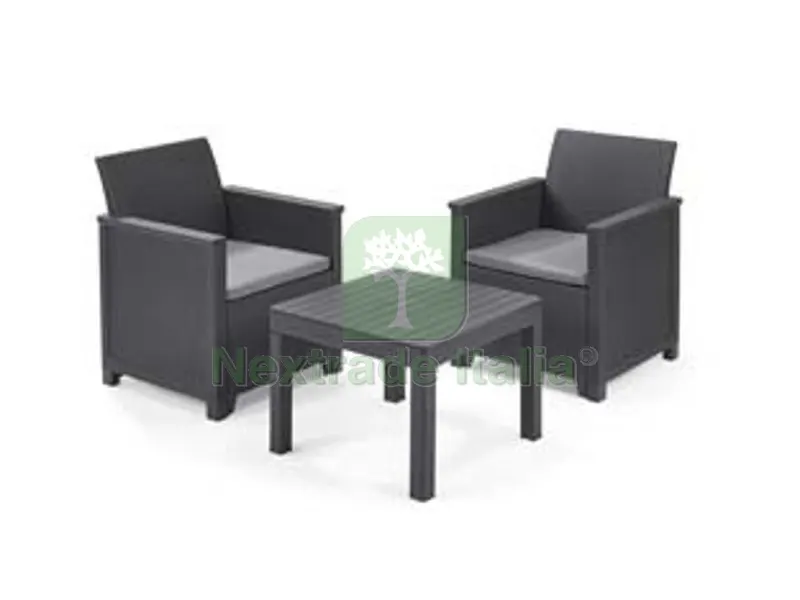 salottino 3 pezzi "emma balcony" flat wicker graphite 2 posti — Casalinghi e organizzazione — rif. FERX.FER444736