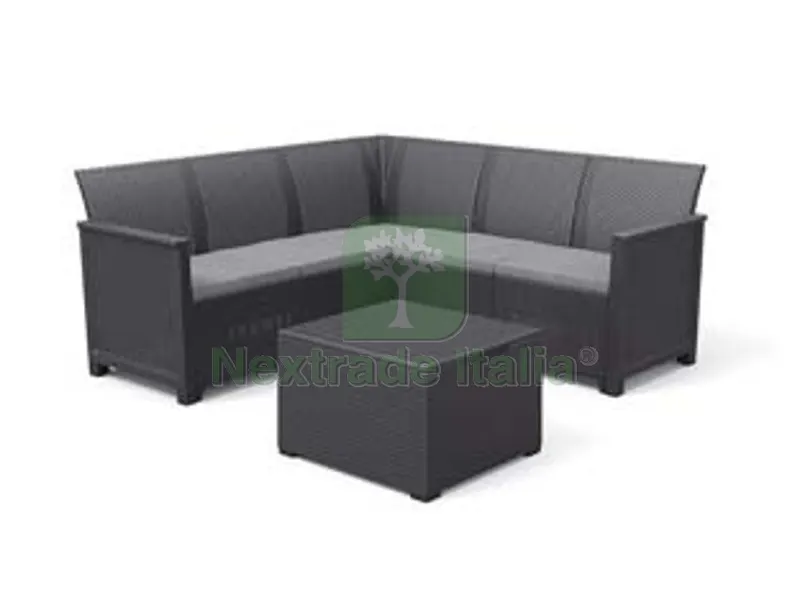 salottino 4 pezzi "emma corner" flat wicker graphite 5 posti — Casalinghi e organizzazione — rif. FERX.FER444767