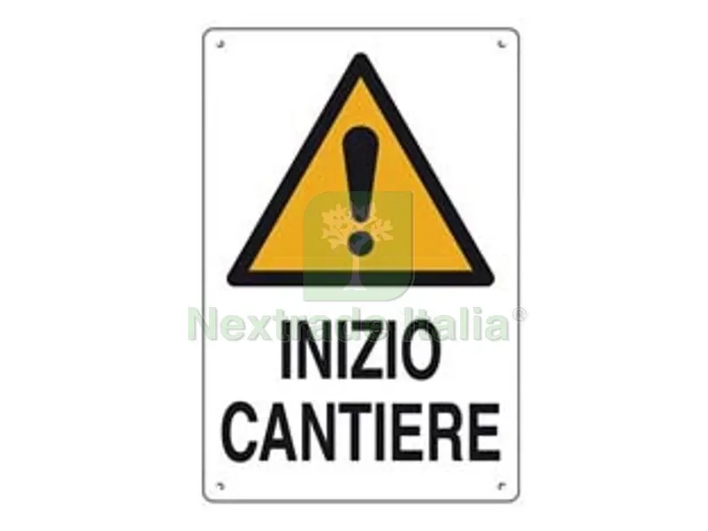 10PZ Cartello "inizio Cantiere" - cm.40x60h. in plastica — Casalinghi e organizzazione — rif. FERX.FER445252