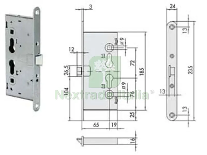 elettroserratura da infilare per porte tagliafuoco antipanico 13110 - mm.65 (13110650) — Serrature e cilindri — rif. FERX.FER448413 elettroserratura da infilare per porte tagliafuoco antipanico 13110 - mm.65 (13110650) — Serrature e cilindri — rif. FERX.FER448413