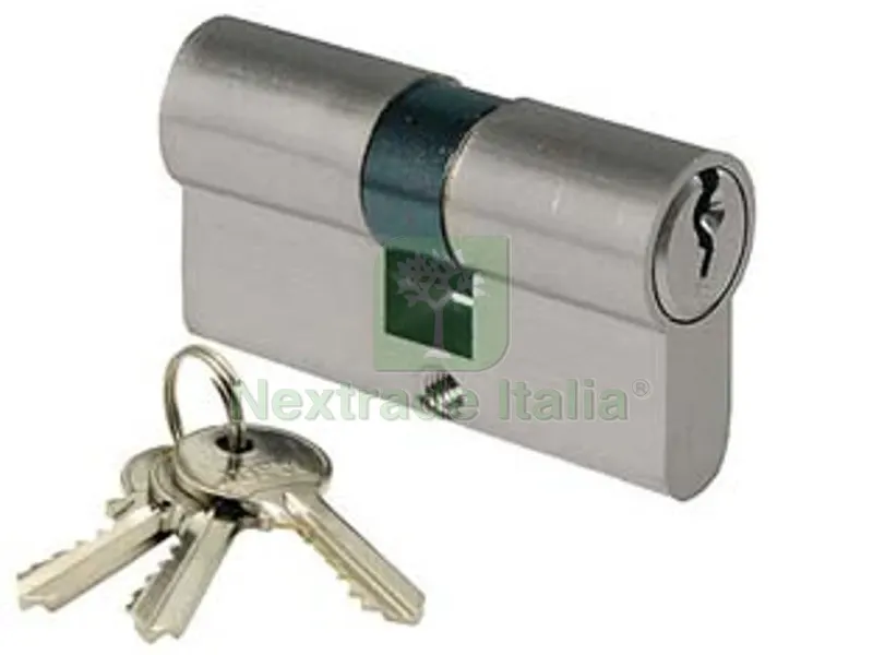 2PZ Cilindro Infilare Sagomato Ottone Cromo Satinato 2300 - mm.60 centrato (30+30) — Serrature e cilindri — rif. FERX.FER448536