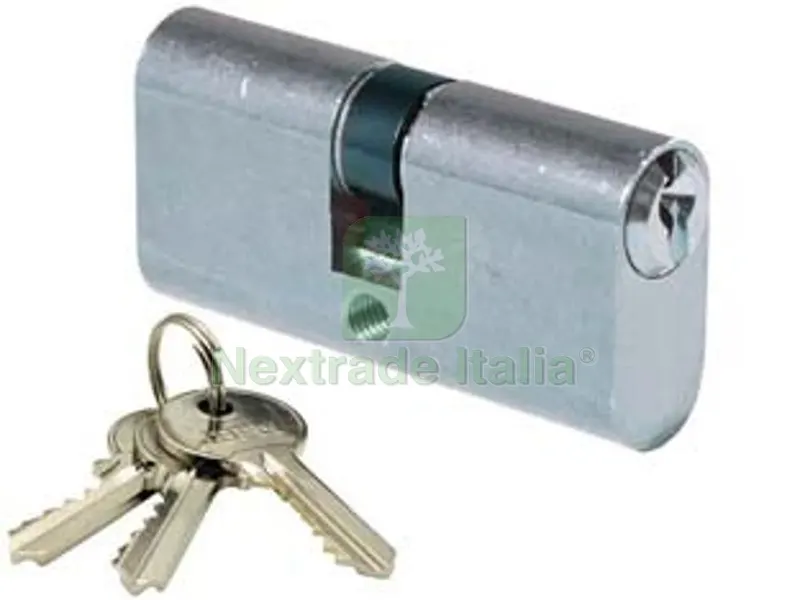 CILINDRO INFILARE OVALE OTTONE CROMO SATINATO 2302 - mm.54 centrato (27+27) — Serrature e cilindri — rif. FERX.FER448949 CILINDRO INFILARE OVALE OTTONE CROMO SATINATO 2302 - mm.54 centrato (27+27) — Serrature e cilindri — rif. FERX.FER448949