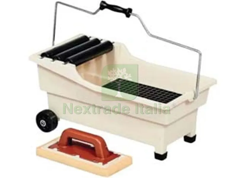vaschetta lavaggio "pulirapid" lt.20 kit griglia 3 rulli e 1 frattone - cm.56x30x30h. - portata lt.20 — Utensili e segnaletica — rif. FERX.FER449274 vaschetta lavaggio "pulirapid" lt.20 kit griglia 3 rulli e 1 frattone - cm.56x30x30h. - portata lt.20 — Utensili e segnaletica — rif. FERX.FER449274