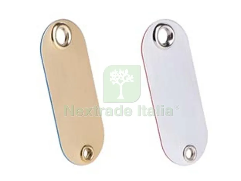 Portachiave Incidibile Forma Ellittica PZ.10 - mm.50x20 argento/rosso — Ferramenta per legno e mobili — rif. FERX.FER449731
