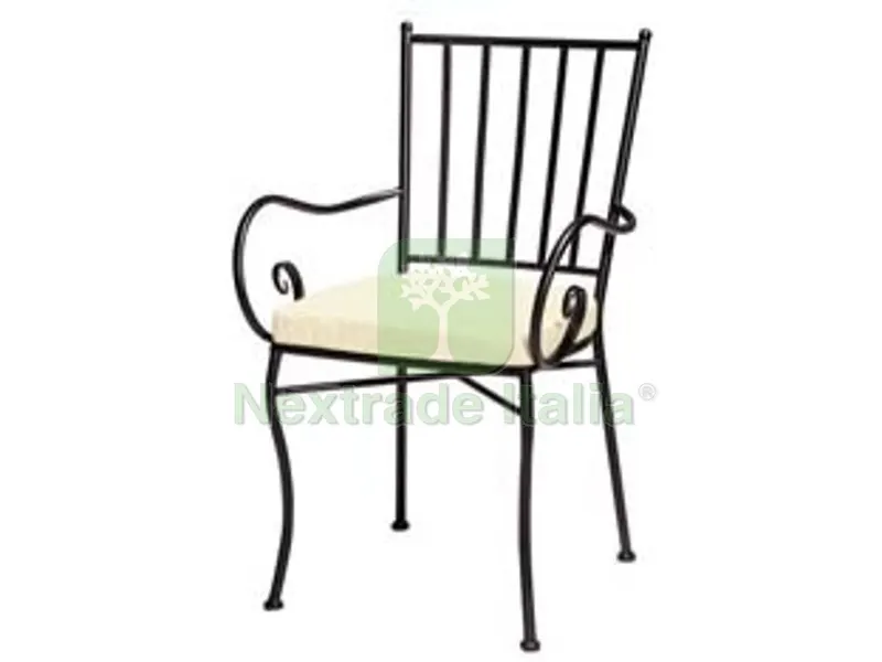 Sedia "ortigia" con Braccioli in Metallo Verniciato e Cuscino - cm.45x42x88h. — Arredo — rif. FERX.FER450300