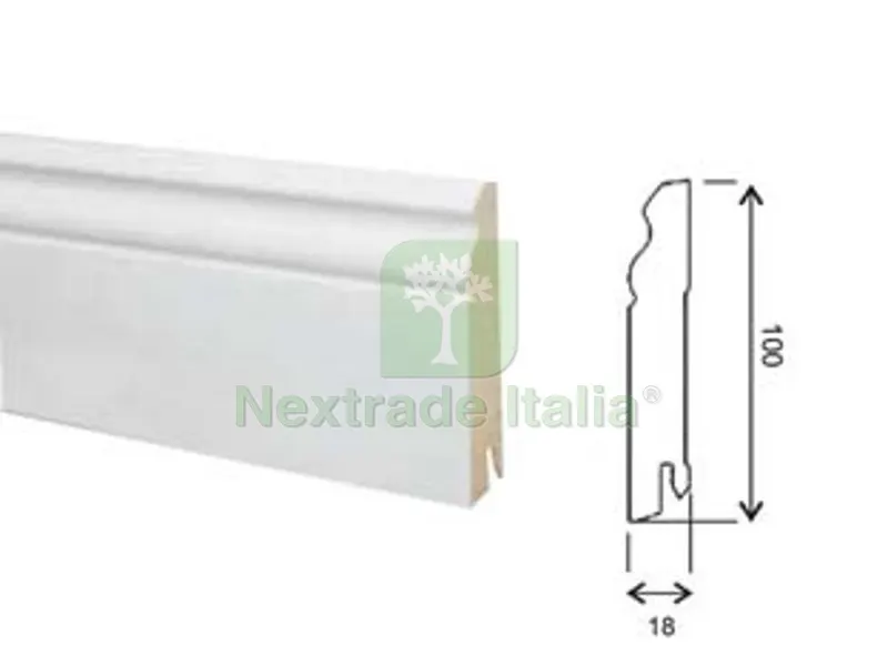 6PZ BATTISCOPA BAROCCO IN MDF BIANCO - mm.18x100x2400 — Profili e angolari decorativi — rif. FERX.FER451635 6PZ BATTISCOPA BAROCCO IN MDF BIANCO - mm.18x100x2400 — Profili e angolari decorativi — rif. FERX.FER451635