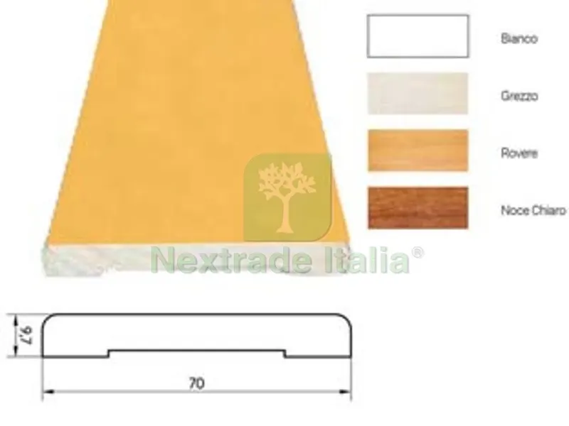 10PZ Coprifilo Liscio in Abete Giuntato - mm.10x70x2250, rovere — Profili e angolari decorativi — rif. FERX.FER451857