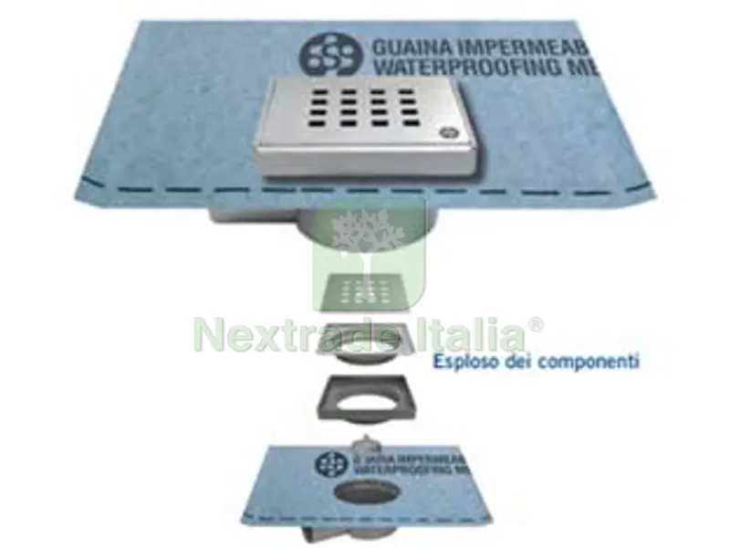 chiusino regolabile sifonato per doccia con guaina - cm.10x10 - guaina mt.1x1 — Scarichi e sifoni — rif. FERX.FER453097