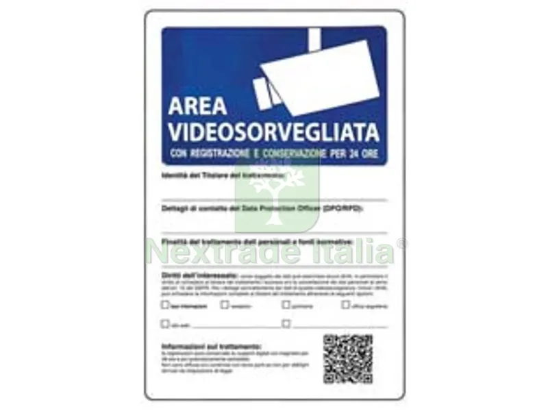 10PZ Cartello "area Videosorvegliata Dati Conservati 24H" - cm.20x30h. — Casalinghi e organizzazione — rif. FERX.FER453264