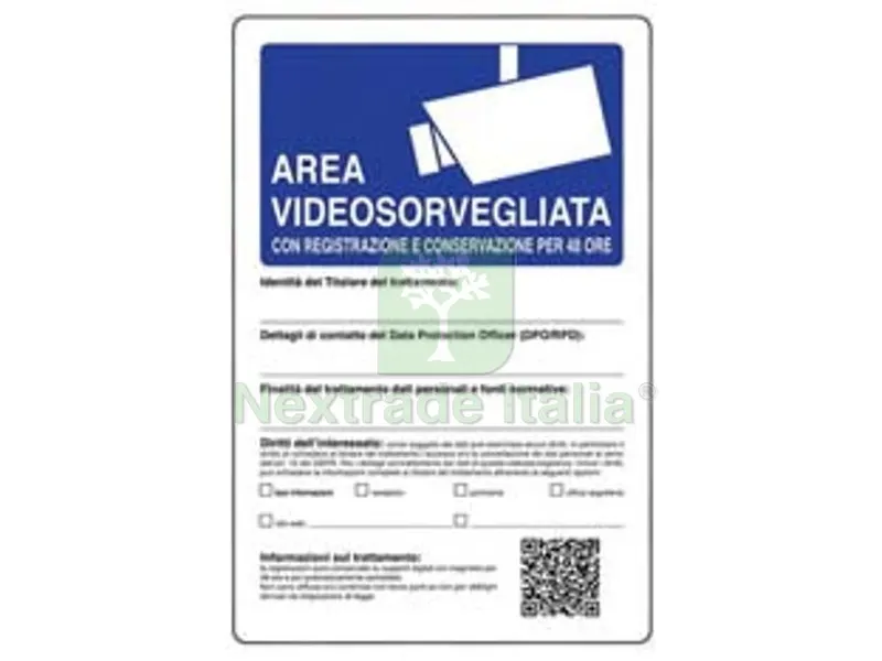 10PZ Cartello "area Videosorvegliata Dati Conservati 48H" - cm.20x30h. — Casalinghi e organizzazione — rif. FERX.FER453271
