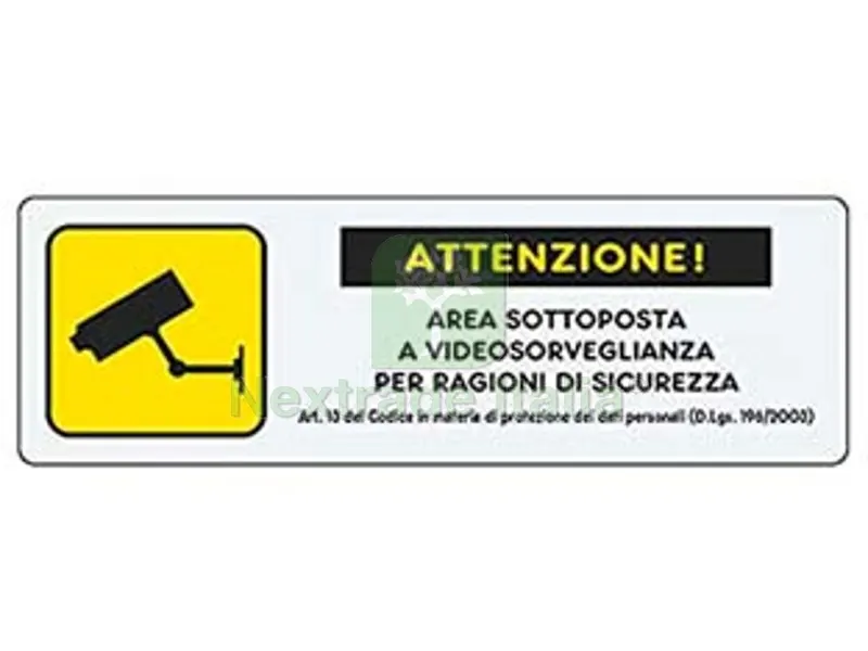 10PZ Targhetta Adesiva "area Videosorvegliata" con Normativa - cm.15X5h. — Casalinghi e organizzazione — rif. FERX.FER453363