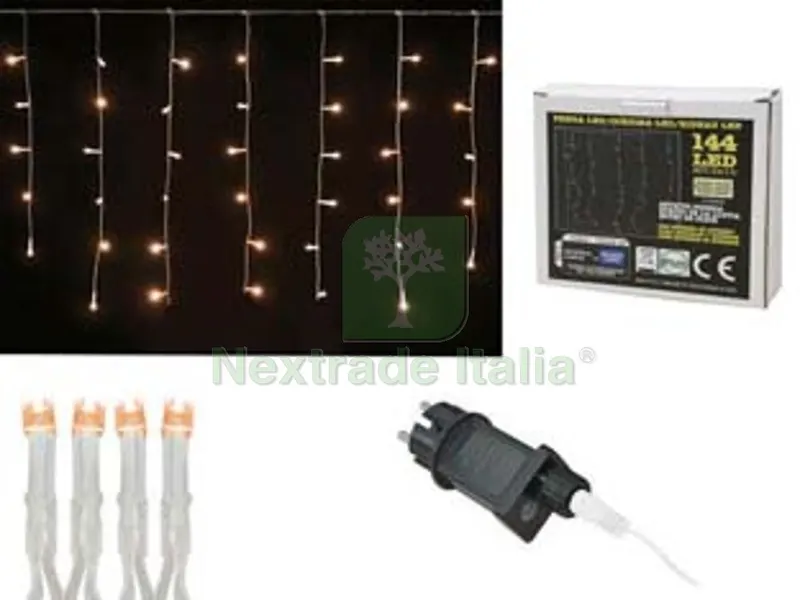 Tenda 144 LED Bianco Caldo per Interno Esterno con Flash Gioco Luci - mt.3 x 1,0 — Casalinghi e organizzazione — rif. FERX.FER454551 Tenda 144 LED Bianco Caldo per Interno Esterno con Flash Gioco Luci - mt.3 x 1,0 — Casalinghi e organizzazione — rif. FERX.FER454551