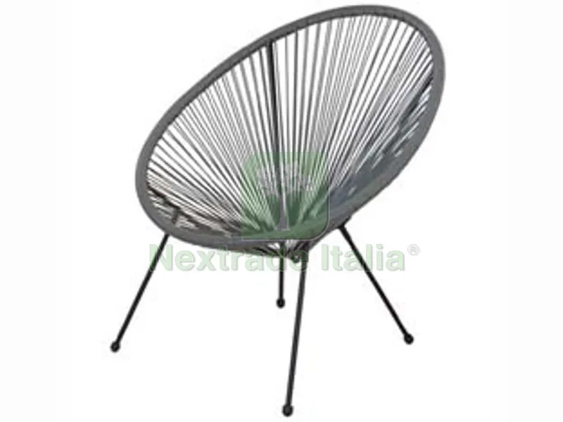 Sedia Relax con Seduta a Corde in Polyrattan - colore: grigio - cm.70x69x81h. - peso kg.5,4 — Arredo — rif. FERX.FER456159
