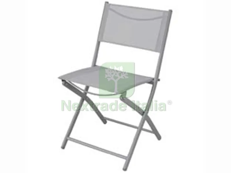 Sedia Pieghevole con Seduta in Textilene - colore:grigio - cm.51x46x81h. - peso kg.2,8 — Arredo — rif. FERX.FER456166 Sedia Pieghevole con Seduta in Textilene - colore:grigio - cm.51x46x81h. - peso kg.2,8 — Arredo — rif. FERX.FER456166