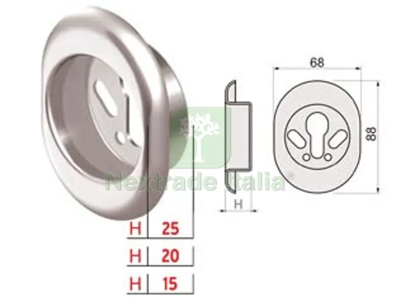 Mostrina a Vaschetta in Acciao Cromo Satinato - mm.68X88X20h ? mm.50 (KT5239AT) — Serrature e cilindri — rif. FERX.FER456593 Mostrina a Vaschetta in Acciao Cromo Satinato - mm.68X88X20h ? mm.50 (KT5239AT) — Serrature e cilindri — rif. FERX.FER456593