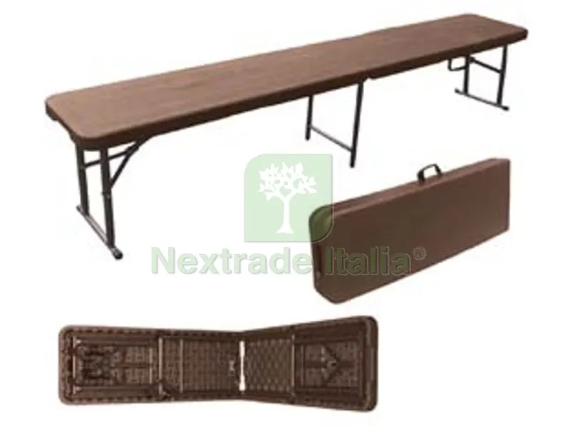Panchina Birreria Pieghevole in Hdpe Marrone Scuro CM.183X30X43H. - chiusa cm.92x30x9h. — Casalinghi e organizzazione — rif. FERX.FER456876 Panchina Birreria Pieghevole in Hdpe Marrone Scuro CM.183X30X43H. - chiusa cm.92x30x9h. — Casalinghi e organizzazione — rif. FERX.FER456876