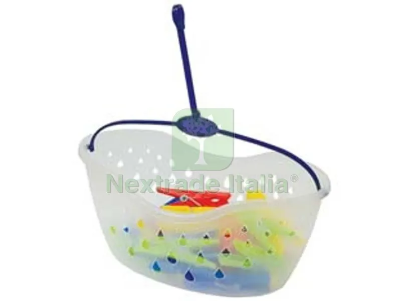 6PZ CESTINO CON MOLLETTE IN POLIPROPILENE - in confezione da pz.1 cestino e pz.24 mollette — Pile e batterie — rif. FERX.FER456999