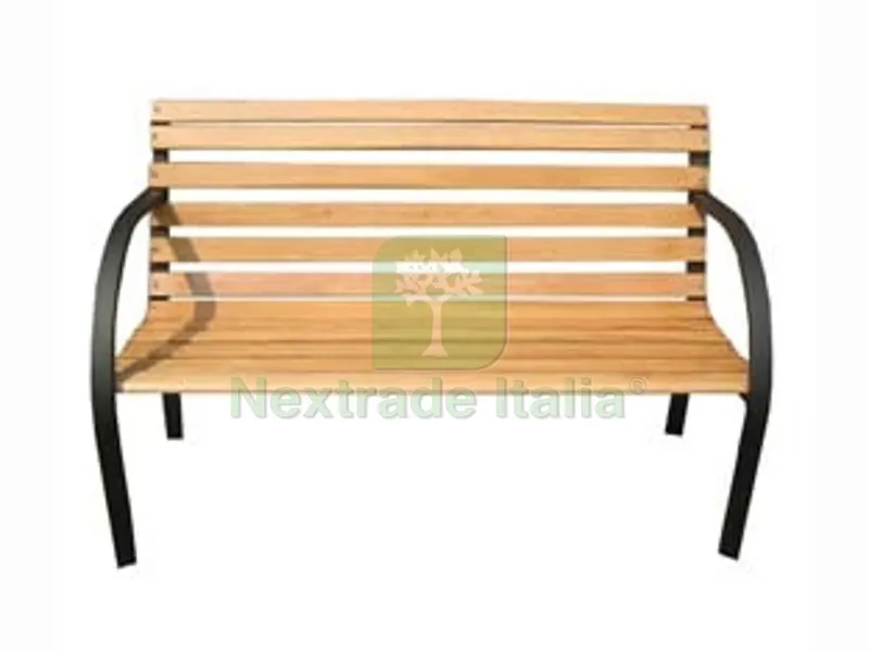 Panchina Leggera Ghisa Nera Legno Colore Naturale - cm.122x65x79h. - peso kg.12 — Tempo libero outdoor — rif. FERX.FER457972