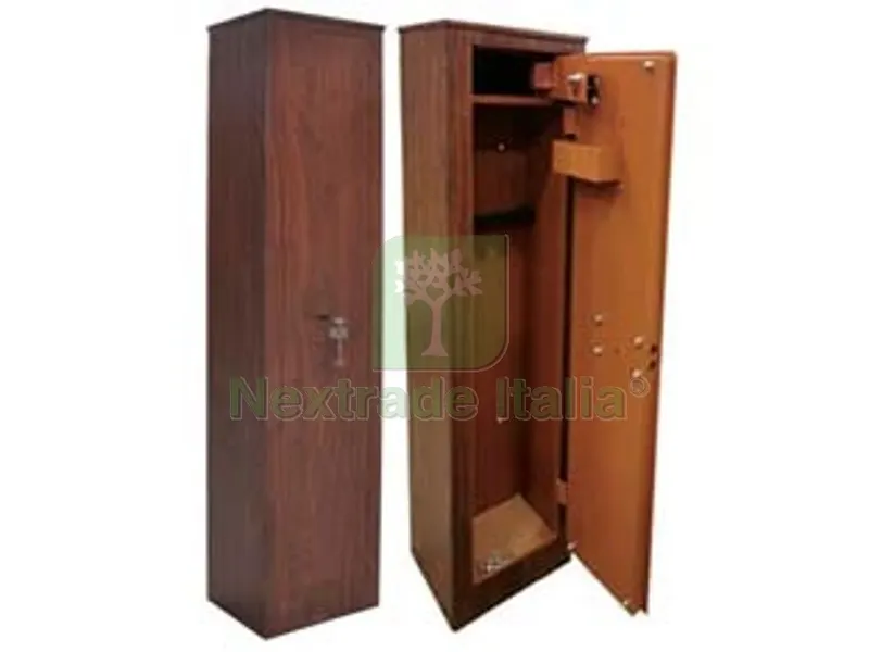Armadio Portafucili in Acciaio Effetto Legno con Tesoretto - mm.290x290x1450h. 5 posti peso kg.34 — Arredo — rif. FERX.FER458467 Armadio Portafucili in Acciaio Effetto Legno con Tesoretto - mm.290x290x1450h. 5 posti peso kg.34 — Arredo — rif. FERX.FER458467