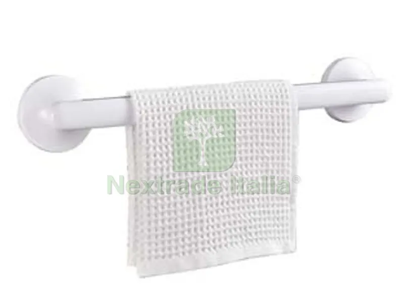 3PZ Porta Asciugamano Bagno in ABS+TPR - mm.421x73x59 - colore bianco — Tessili e biancheria casa — rif. FERX.FER458672