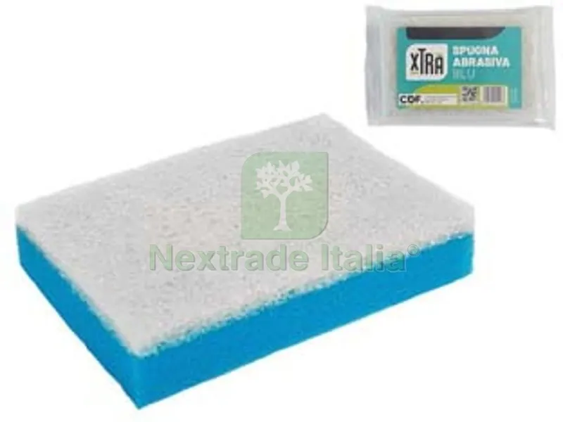 20BLISTER Spugna Abrasiva Doppia Blu con Fibra Bianca - cm.11,5x7,5x2,5 — Casalinghi e organizzazione — rif. FERX.FER460217