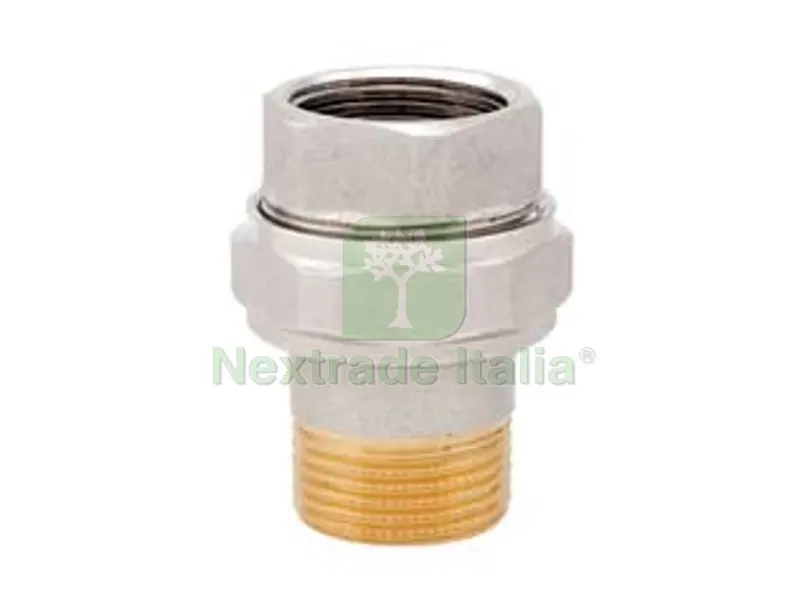 5PZ RACCORDO DIRITTO A 3 PEZZI IN OTTONE NICHELATO CON O-RING - F 1/2" — Tubi e raccordi — rif. FERX.FER462990