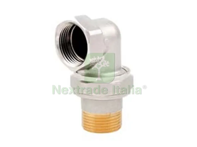 5PZ RACCORDO CURVO A 3 PEZZI IN OTTONE NICHELATO CON O-RING ART.162 - F 1/2" — Tubi e raccordi — rif. FERX.FER463034